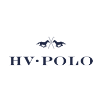 HV Polo Logo- Serif font below 2 polo mallets in the centre of 2 horses