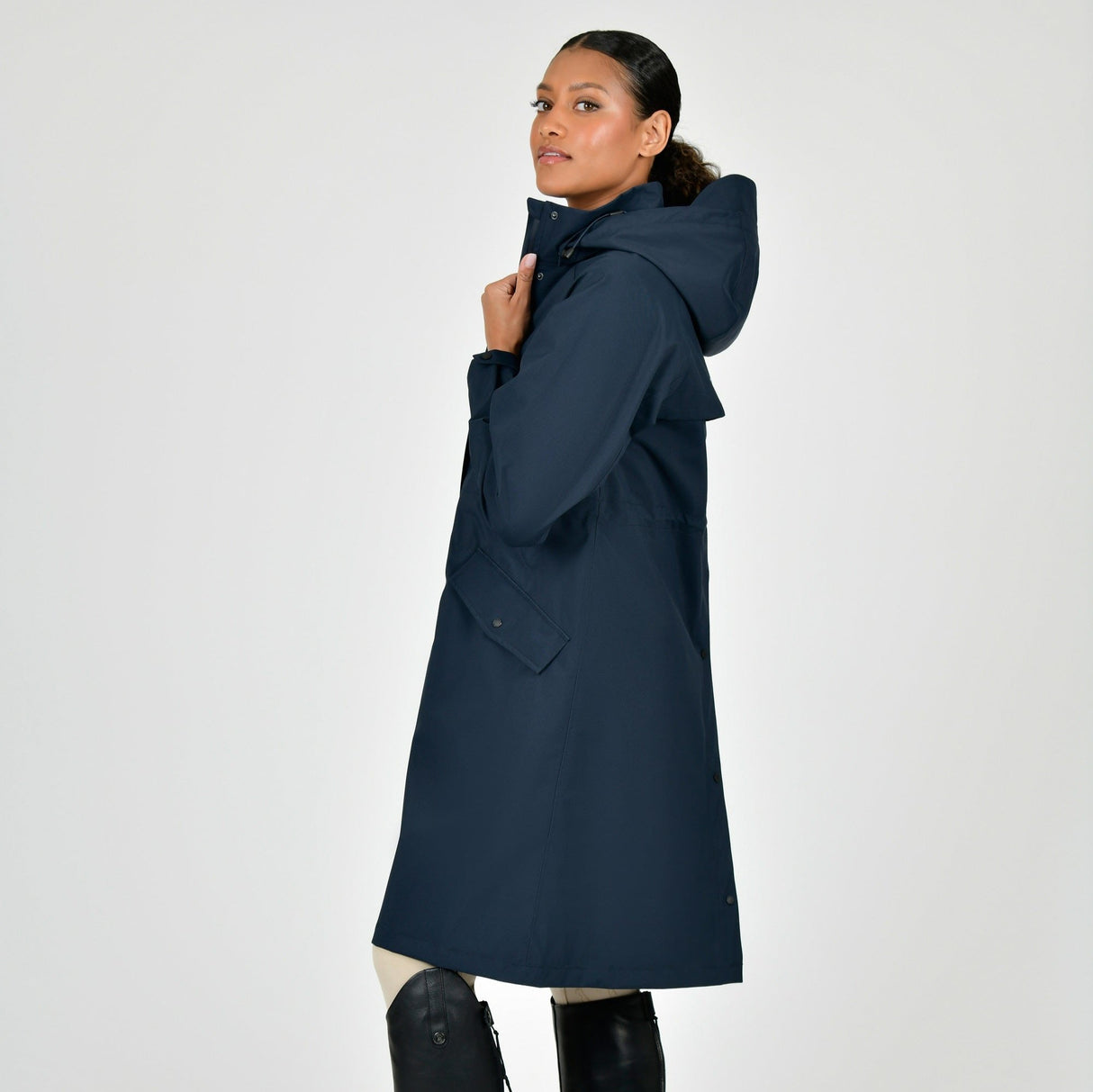 Dublin Ladies Rowan Waterproof Riding Coat #colour_sky-captain