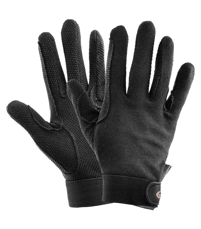 E.L.T Picot Adult Knit-Cotton Gloves #colour_black