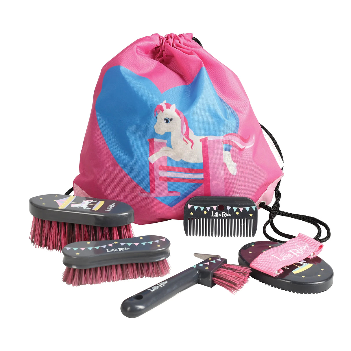 Little Rider Grooming Kit Drawstring Bag #colour_pink