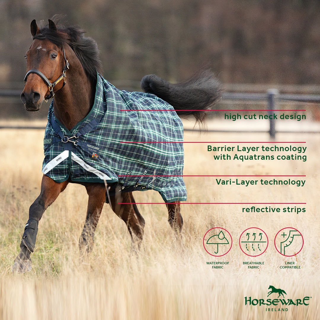 Horseware Ireland Rhino Wug with Vari Layer Medium 250g #colour_hunter-check-green-navy