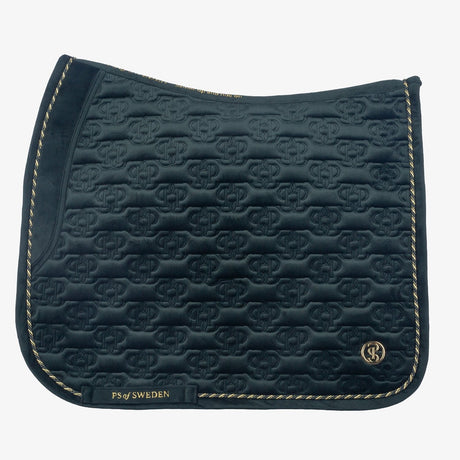 PS of Sweden Velvet Monogram Dressage Saddle Pad #colour_midnight-green