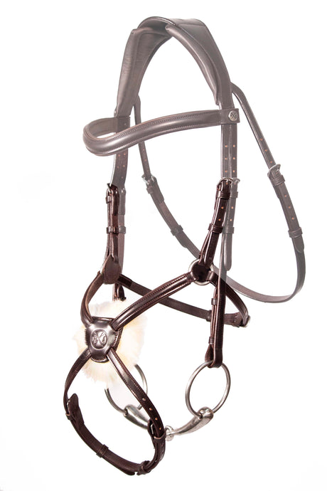 Henry James Double Buckle Figure 8 Grackle Noseband #colour_havana-brown