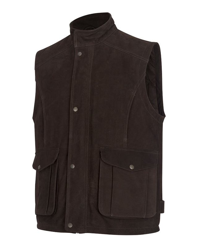 Hoggs of Fife Lomond II Men's Leather Waistcoat #colour_chocolate