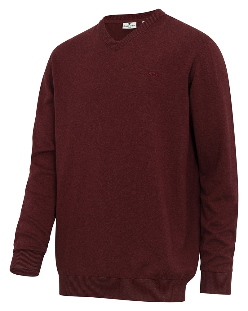 Hoggs of Fife Stirling II V Neck Pullover #colour_berry-red