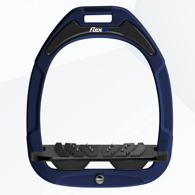 Flex-On Green Composite Inclined Ultra Grip Stirrups - Navy/Black/Black #colour_navy-black-black