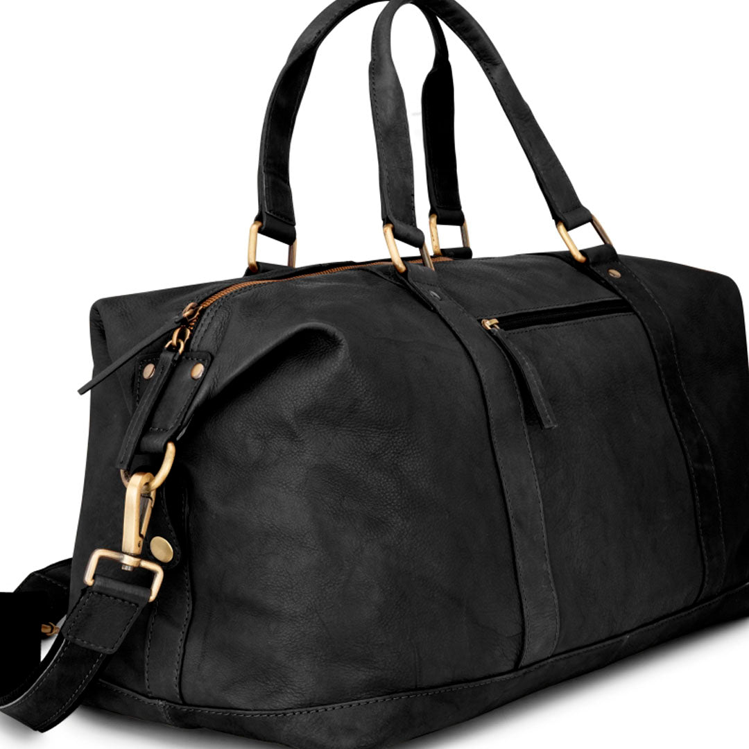 Hoggs of Fife Monarch Leather Carryon Holdall #colour_black