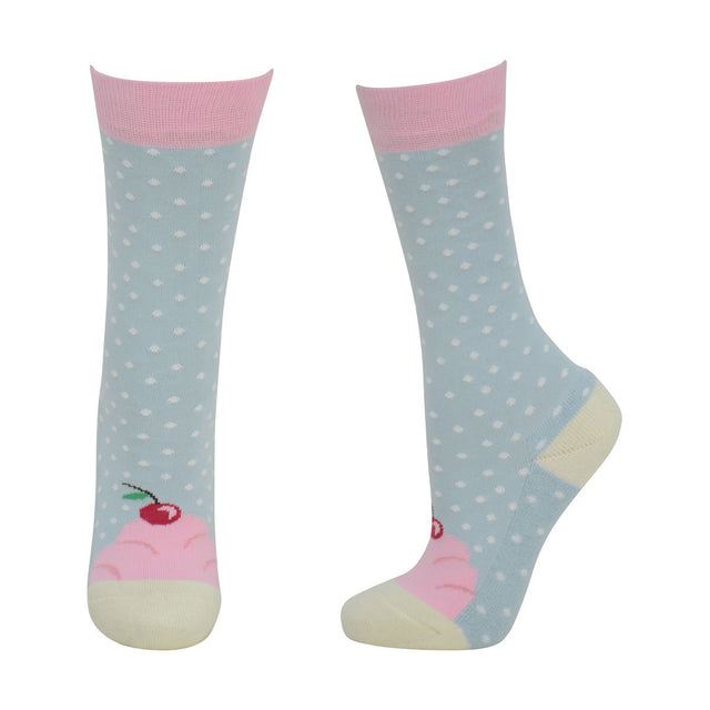 HyFASHION Cupcake Socks (Pack of 3) #colour_blue-tint-pink-icing